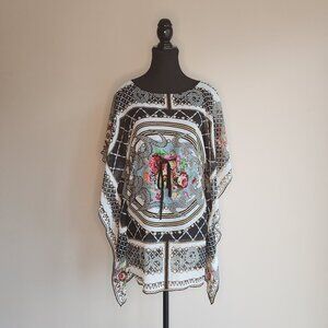 P Luca Milano Tie Front Printed Boho Tunic Top